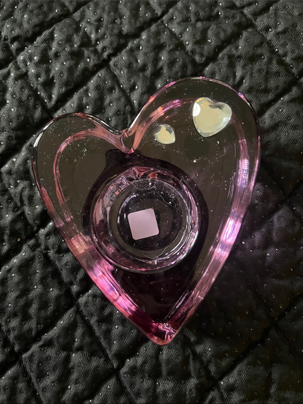 PartyLite  Pink Heart Glass Tea Light Holder
